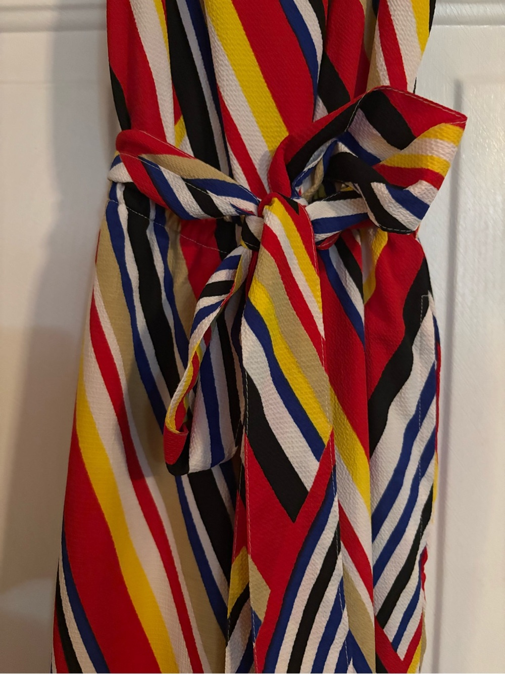 Ashley Stewart Striped Multicolor Jumper with Tie Waist - Picture 4 of 11